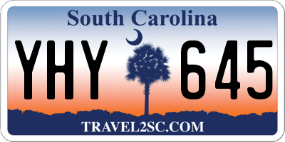 SC license plate YHY645