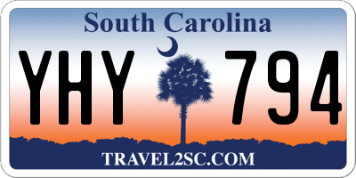 SC license plate YHY794