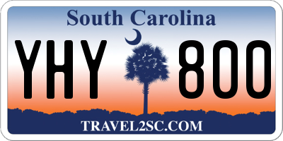 SC license plate YHY800