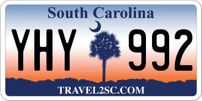SC license plate YHY992