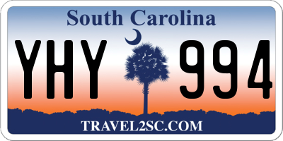 SC license plate YHY994