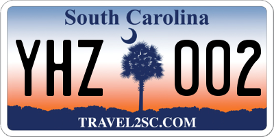 SC license plate YHZ002