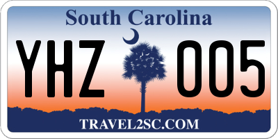 SC license plate YHZ005