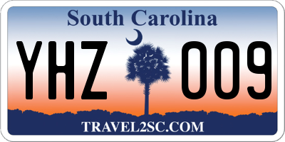 SC license plate YHZ009