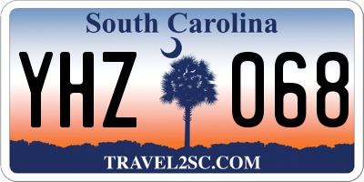 SC license plate YHZ068