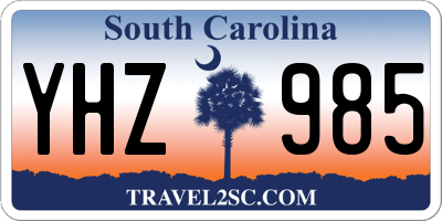SC license plate YHZ985