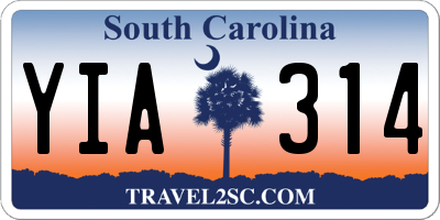 SC license plate YIA314