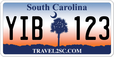 SC license plate YIB123