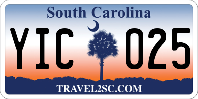SC license plate YIC025