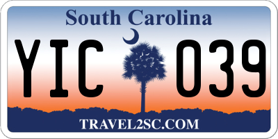 SC license plate YIC039