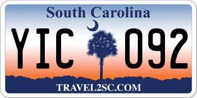 SC license plate YIC092