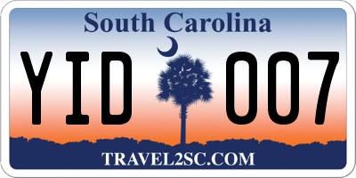 SC license plate YID007