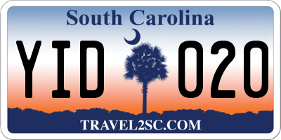 SC license plate YID020