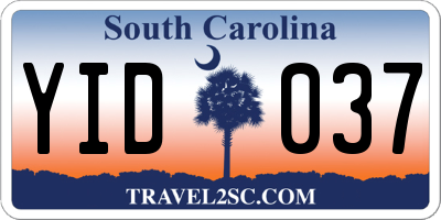 SC license plate YID037