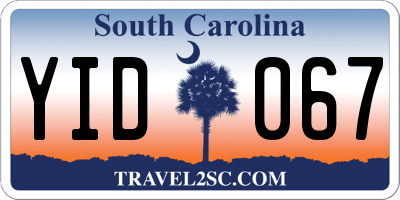 SC license plate YID067