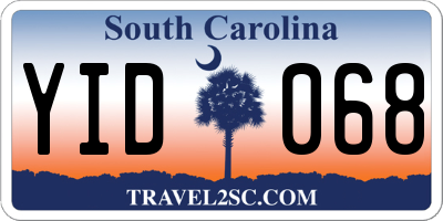 SC license plate YID068