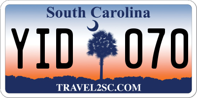 SC license plate YID070