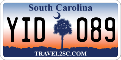 SC license plate YID089