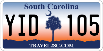 SC license plate YID105
