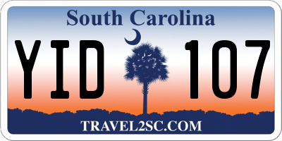 SC license plate YID107