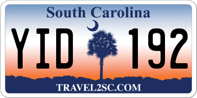 SC license plate YID192