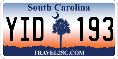 SC license plate YID193