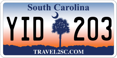 SC license plate YID203