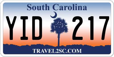 SC license plate YID217