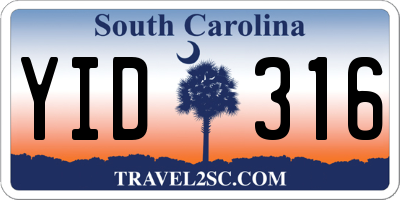 SC license plate YID316