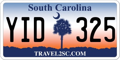 SC license plate YID325