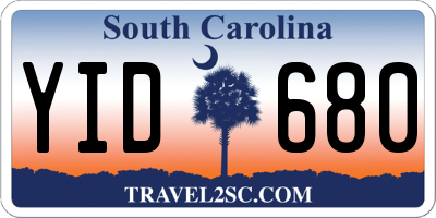 SC license plate YID680