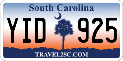 SC license plate YID925