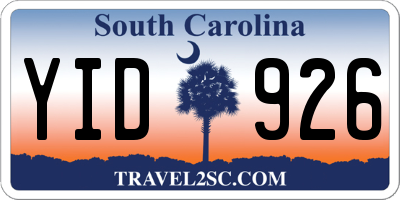 SC license plate YID926
