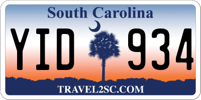 SC license plate YID934