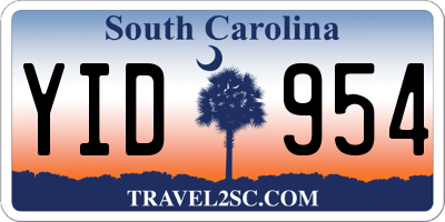 SC license plate YID954