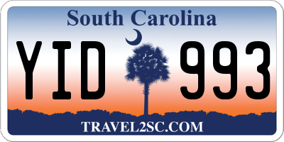 SC license plate YID993