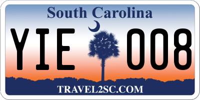 SC license plate YIE008