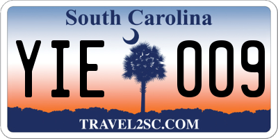 SC license plate YIE009
