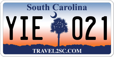 SC license plate YIE021