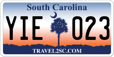 SC license plate YIE023