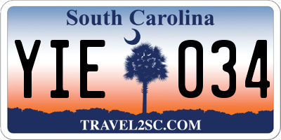 SC license plate YIE034
