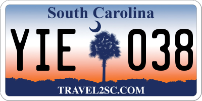 SC license plate YIE038