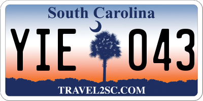SC license plate YIE043