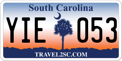 SC license plate YIE053