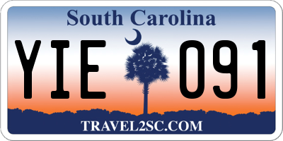 SC license plate YIE091