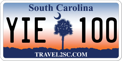 SC license plate YIE100