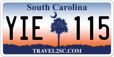SC license plate YIE115