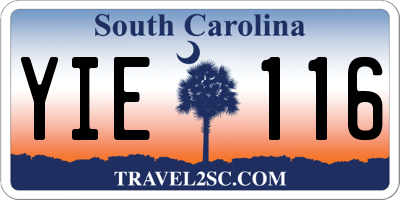 SC license plate YIE116
