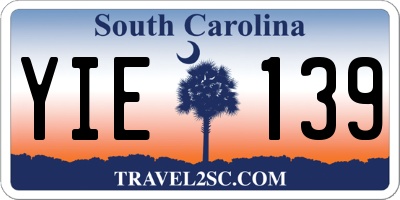 SC license plate YIE139
