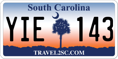 SC license plate YIE143